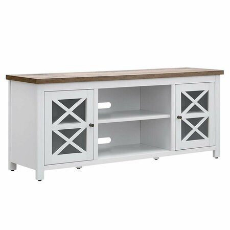 HENN & HART 58 in. Colton White TV Stand with Grey Oak Top TV1139